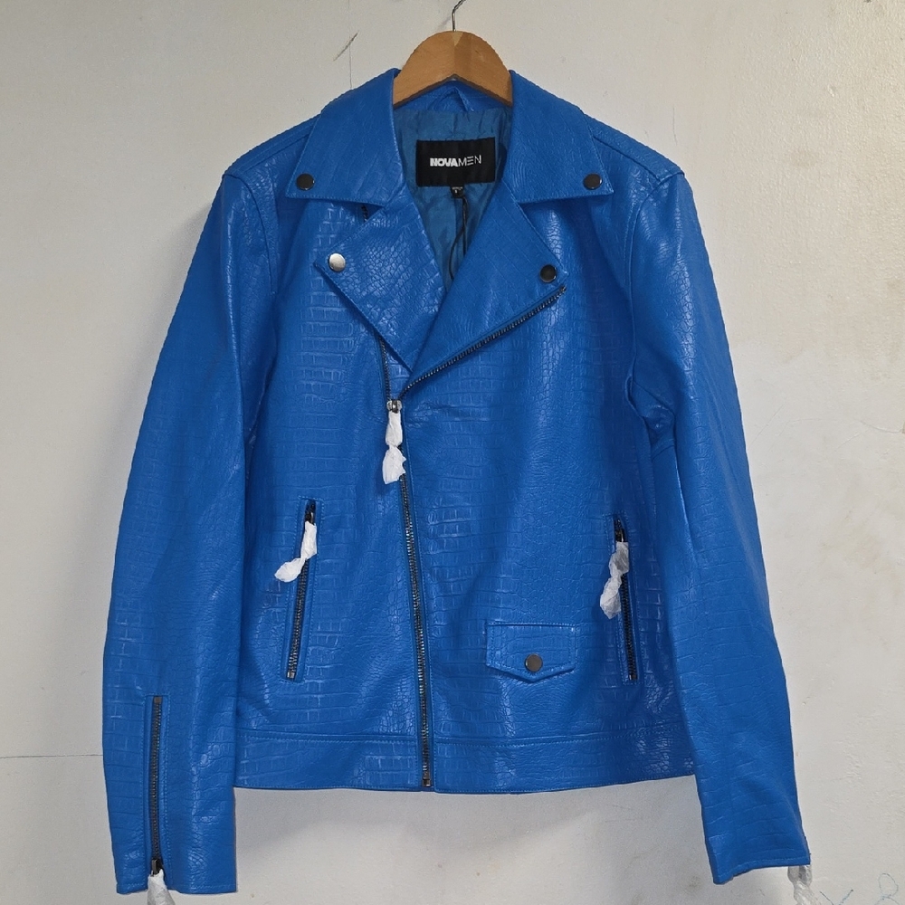 Fashion Nova Men's Vibrant Blue Moto Jacket